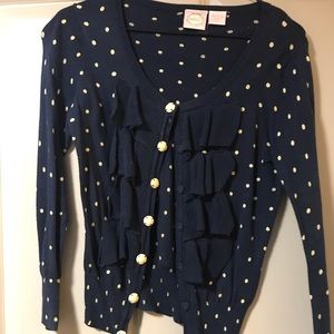 polka dot ruffled cardigan